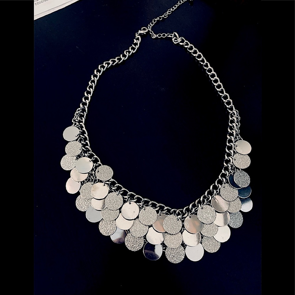 Statement Necklace Silver Sparkles NEW